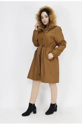 Manteau Longueur Moyenne Grande Taille Tissu Bondet 11011-01 Tan 11011-01