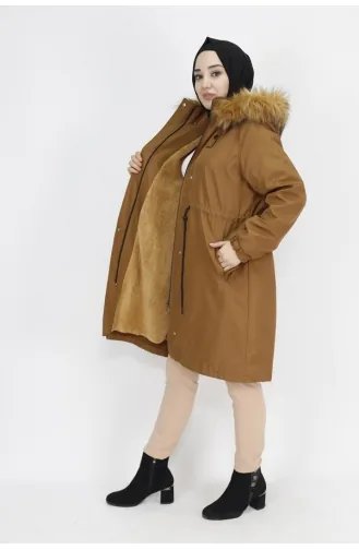 Manteau Longueur Moyenne Grande Taille Tissu Bondet 11011-01 Tan 11011-01