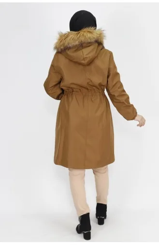 Manteau Longueur Moyenne Grande Taille Tissu Bondet 11011-01 Tan 11011-01