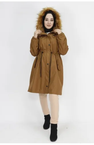 Manteau Longueur Moyenne Grande Taille Tissu Bondet 11011-01 Tan 11011-01