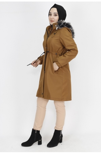 Manteau Longueur Moyenne En Tissu Bondet 11008-01 Tan 11008-01