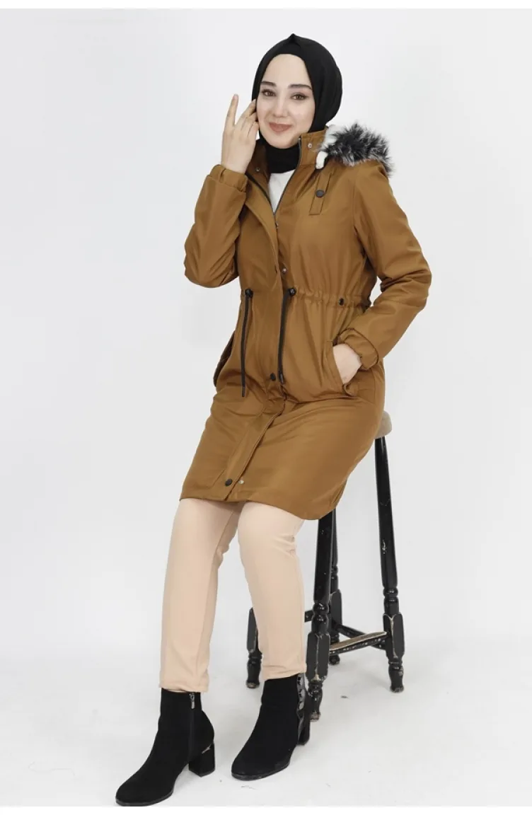 Bondet Kumaş Orta Boy Kaban 11008-01 Taba