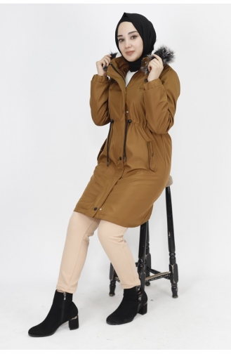 Manteau Longueur Moyenne En Tissu Bondet 11008-01 Tan 11008-01