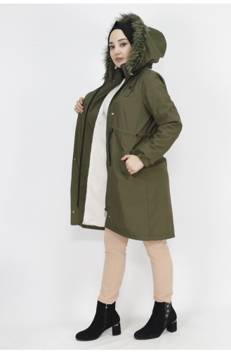 Bondet Fabric Medium Length Coat 11008-02 Khaki 11008-02