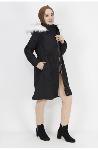 Bondet Fabric Medium Length Coat 11008-03 Black 11008-03