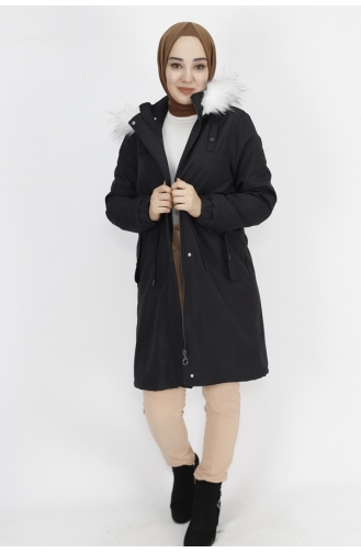 Bondet Fabric Medium Length Coat 11008-03 Black 11008-03