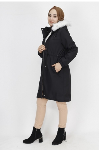 Bondet Fabric Medium Length Coat 11008-03 Black 11008-03