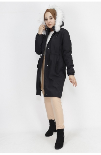 Bondet Fabric Medium Length Coat 11008-03 Black 11008-03