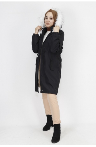 Bondet Fabric Medium Length Coat 11008-03 Black 11008-03