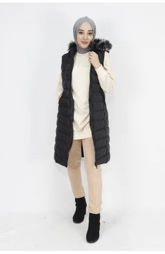 Gilet Gonflable Rempli Avec Poche Et Fermeture Éclair 1026-03 Noir 1026-03