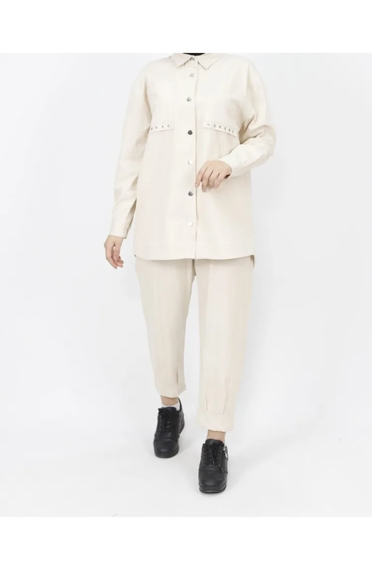 Ensemble 2 Pièces Détail Poches En Tissu Gabardine 6931-01 Pierre 6931-01