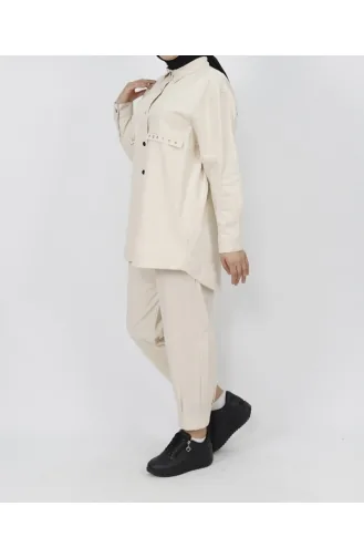 Ensemble 2 Pièces Détail Poches En Tissu Gabardine 6931-01 Pierre 6931-01