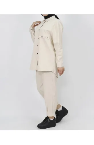 Ensemble 2 Pièces Détail Poches En Tissu Gabardine 6931-01 Pierre 6931-01