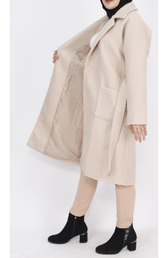 Manteau En Plumes D`Agneau Détaillé Avec Poche Et Col Croisé 8101-02 Pierre 8101-02
