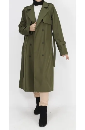 Trench Coat Longueur Moyenne à Attache à La Taille 11010-04 Khaki 11010-04