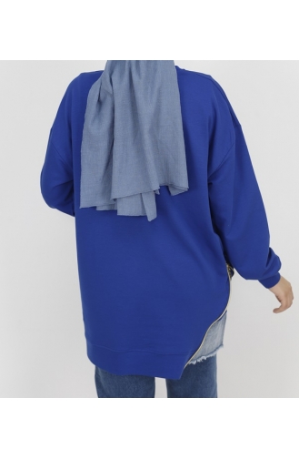 Nakış Detaylı 2 İp Kumaş Sweatshirt 3165-01 Saks