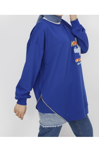 Nakış Detaylı 2 İp Kumaş Sweatshirt 3165-01 Saks