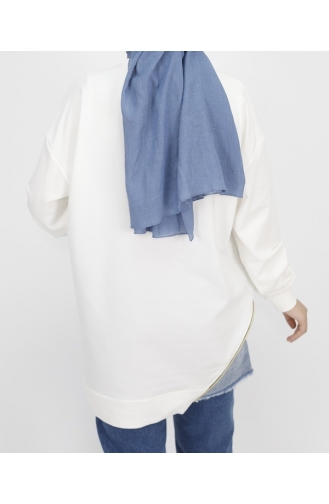Detaillierte Stickerei Aus 2-fädigem Stoff-Sweatshirt 3165-02 Ecru 3165-02