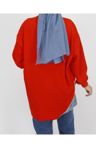 Sweatshirt Tissu 2 Fils Détail Brodé 3165-04 Orange 3165-04