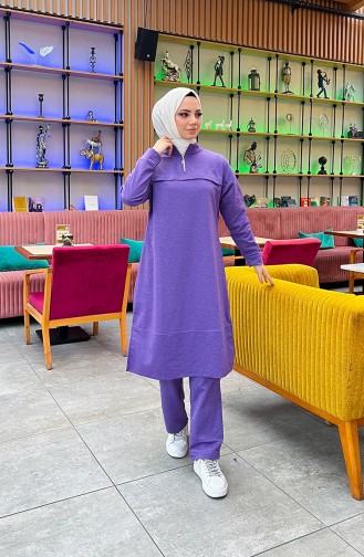 Two Thread Zippered Tracksuit 3062-03 Purple 3062-03