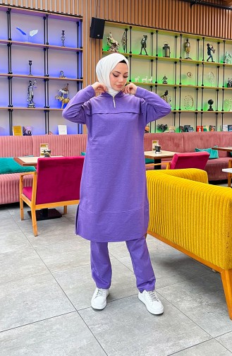 Two Thread Zippered Tracksuit 3062-03 Purple 3062-03