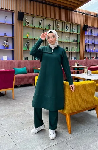 Two Thread Zippered Tracksuit 3062-13 Emerald Green 3062-13