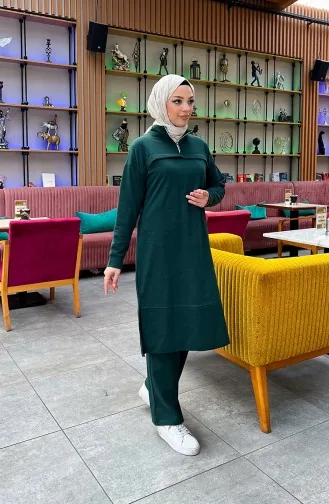 Two Thread Zippered Tracksuit 3062-13 Emerald Green 3062-13