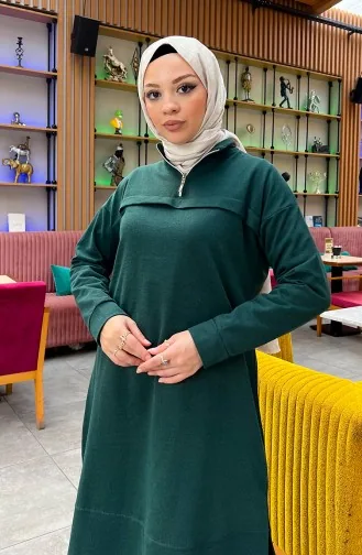Two Thread Zippered Tracksuit 3062-13 Emerald Green 3062-13