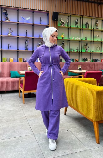 Two Thread Gathered Waist Tracksuit 3065-01 Purple 3065-01