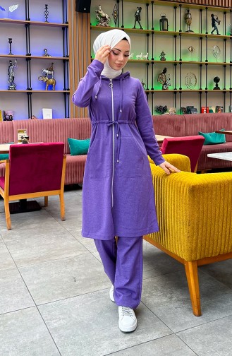 Two Thread Gathered Waist Tracksuit 3065-01 Purple 3065-01