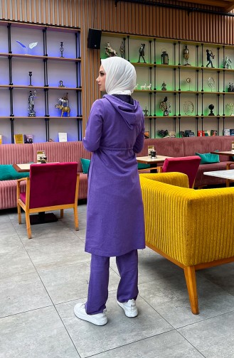 Two Thread Gathered Waist Tracksuit 3065-01 Purple 3065-01