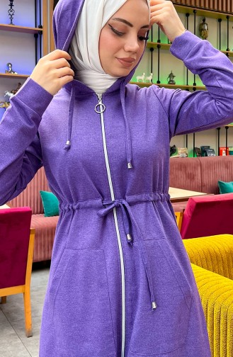 Two Thread Gathered Waist Tracksuit 3065-01 Purple 3065-01