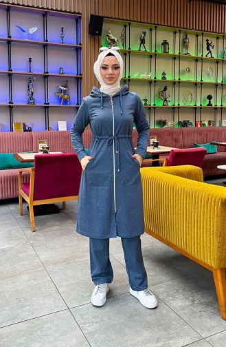 Two Thread Gathered Waist Tracksuit 3065-06 Indigo 3065-06