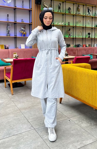 Two Thread Gathered Waist Tracksuit 3065-12 Gray 3065-12