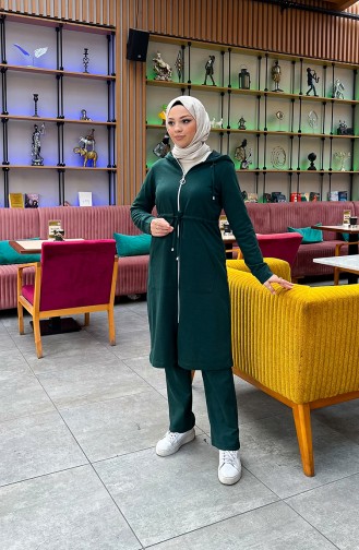 Two Thread Gathered Waist Tracksuit 3065-13 Emerald Green 3065-13