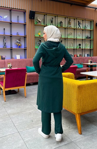 Two Thread Gathered Waist Tracksuit 3065-13 Emerald Green 3065-13