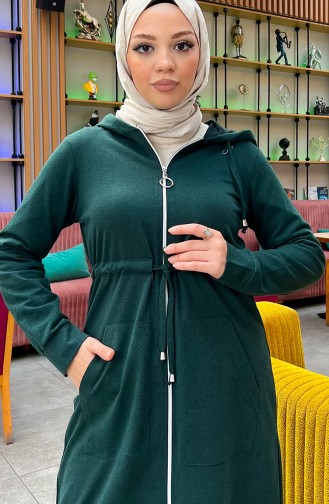 Two Thread Gathered Waist Tracksuit 3065-13 Emerald Green 3065-13