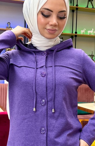 Buttoned Hooded Tracksuit 3072-01 Purple 3072-01
