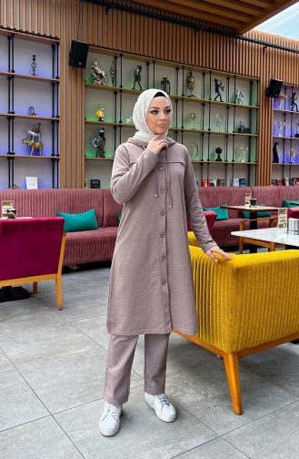 Trainingspak Met Capuchon En Knopen 3072-07 Mink 3072-07