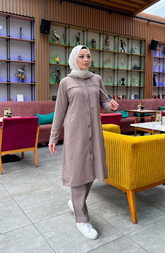 Trainingspak Met Capuchon En Knopen 3072-07 Mink 3072-07