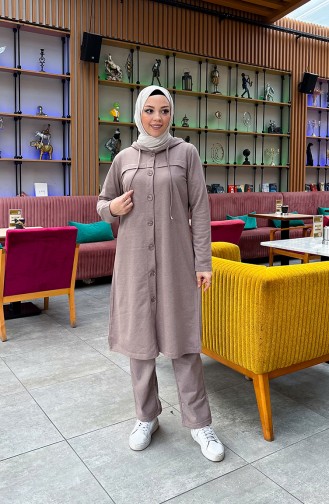 Trainingspak Met Capuchon En Knopen 3072-07 Mink 3072-07