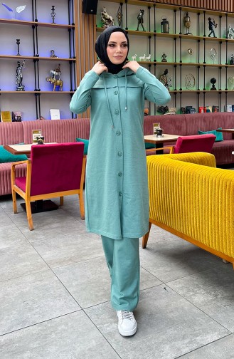 Survêtement A Capuche Boutonné 3072-09 Vert 3072-09