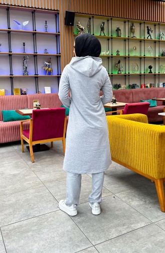 Buttoned Hooded Tracksuit 3072-12 Gray 3072-12