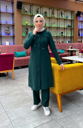 Trainingspak Met Capuchon En Knopen 3072-13 Smaragdgroen 3072-13