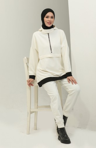 Two Piece Tracksuit Set 23106-01 Ecru 23106-01