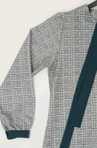 Plaid Pattern Shirred Hem Dress 0288-d-02 Gray Oil 0288-D-02