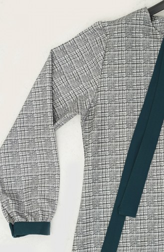 Robe A Carreaux Ourlet Fronce 0288-D-02 Gris Pétrole 0288-D-02