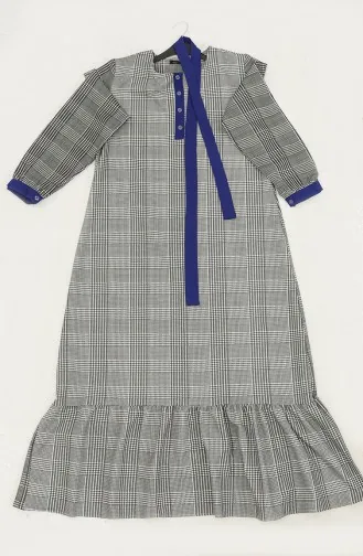 Robe A Carreaux Avec Ourlet Fronce 0288-D-03 Gris Saks 0288-D-03