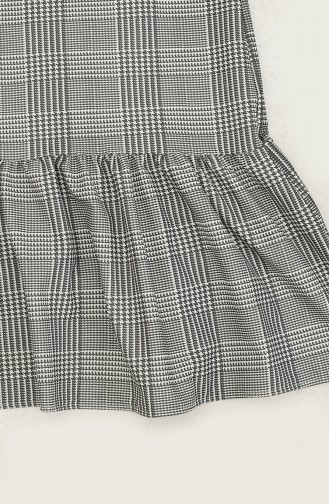 Plaid Pattern Shirred Hem Dress 0288-d-03 Gray Saxe 0288-D-03