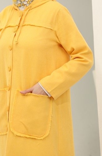 كاب من قماش الجبردين بتصميم هودي 24K10000-01 لون أصفر 24K10000-01